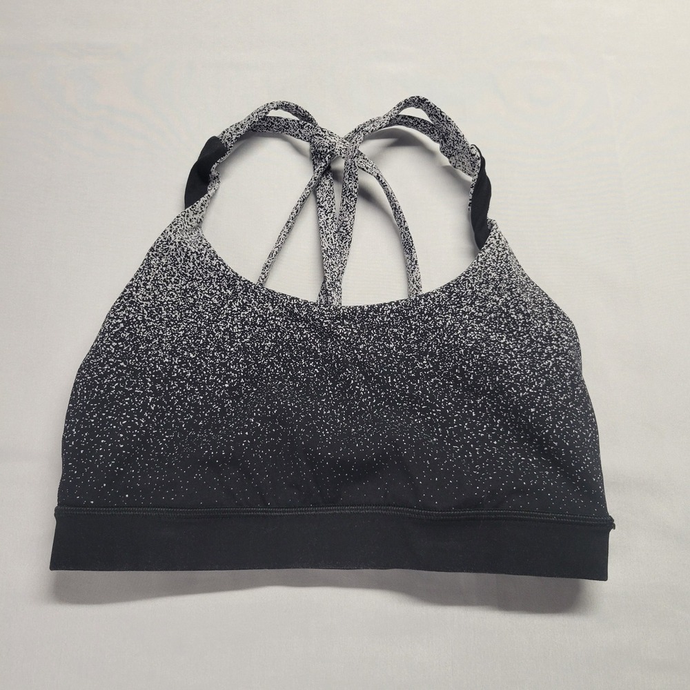 Lululemon Energy Sports Bra Size 4 Black White Speckled Ombre Strappy